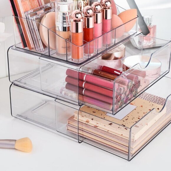 3-Tier Clear Makeup Organizer with Drawer, Cosmetic Storage for Vanity & Bath - Picture 7 of 7